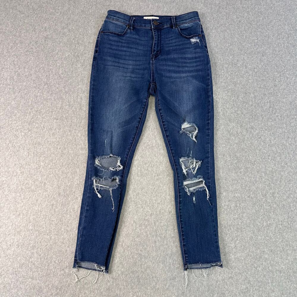 PacSun Jeans Dark Wash Blue WMNS SZ 27 High Rise Super Stretch Jeggings Raw Hem